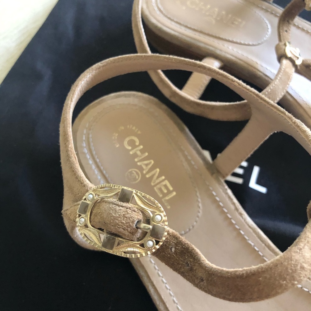 Suede Calfskin Nude 20p Golf chain CHANEL sandals - Picture 7 of 9